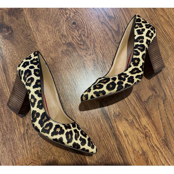 Crown Vintage Women’s Mohair Leopard Print Pumps Sz 9 Bold Fashion Animal Print - Picture 1 of 9